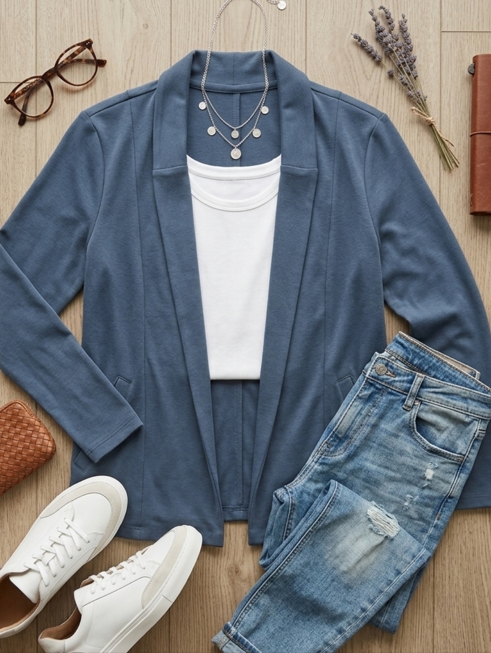Jockey Blue Open-Front Blazer Jacket